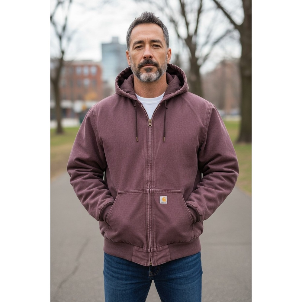 Carhartt Mens XXL Thermal Lined Duck Canvas Active Jacket Burgundy Dark Red J131